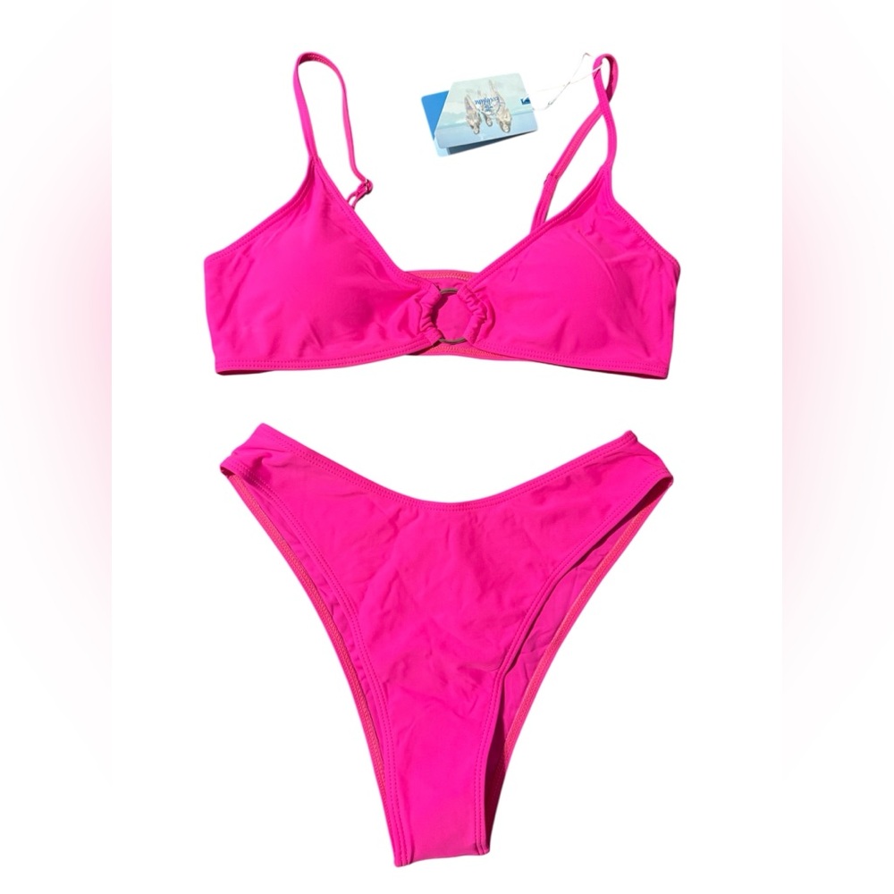 NWOT Hot Pink Ring-Front Bikini Swimsuit Size Medium